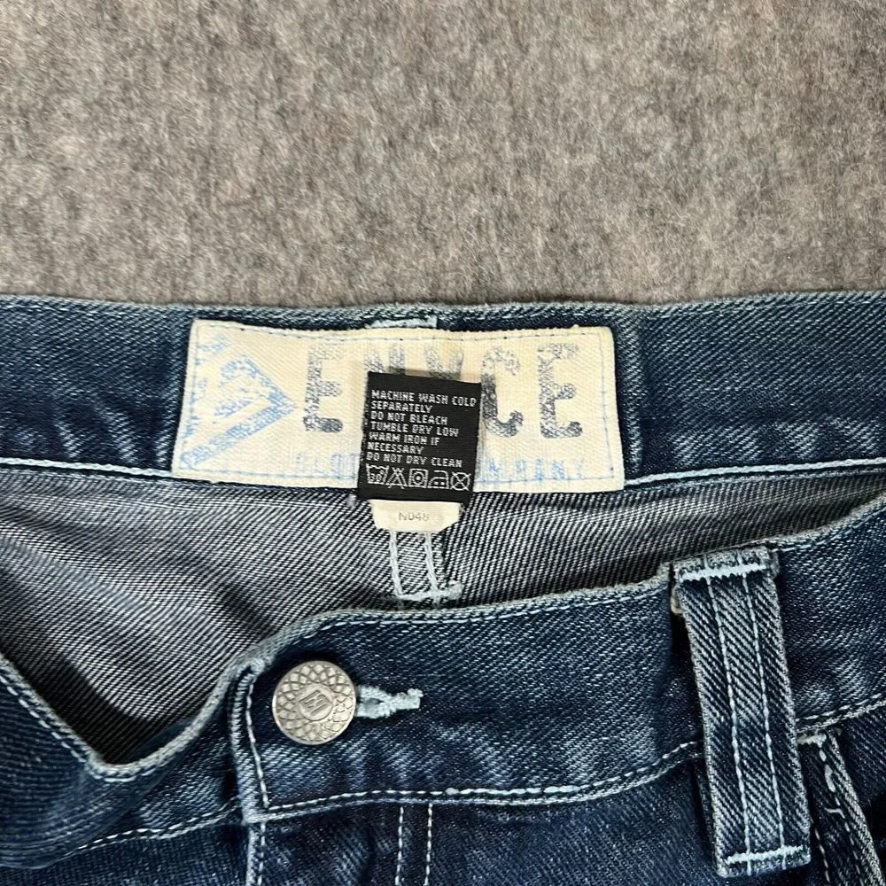 Enyce Men's Jean Shorts Size 40‎ Blue Denim Dark Wash Baggy 90s Retro